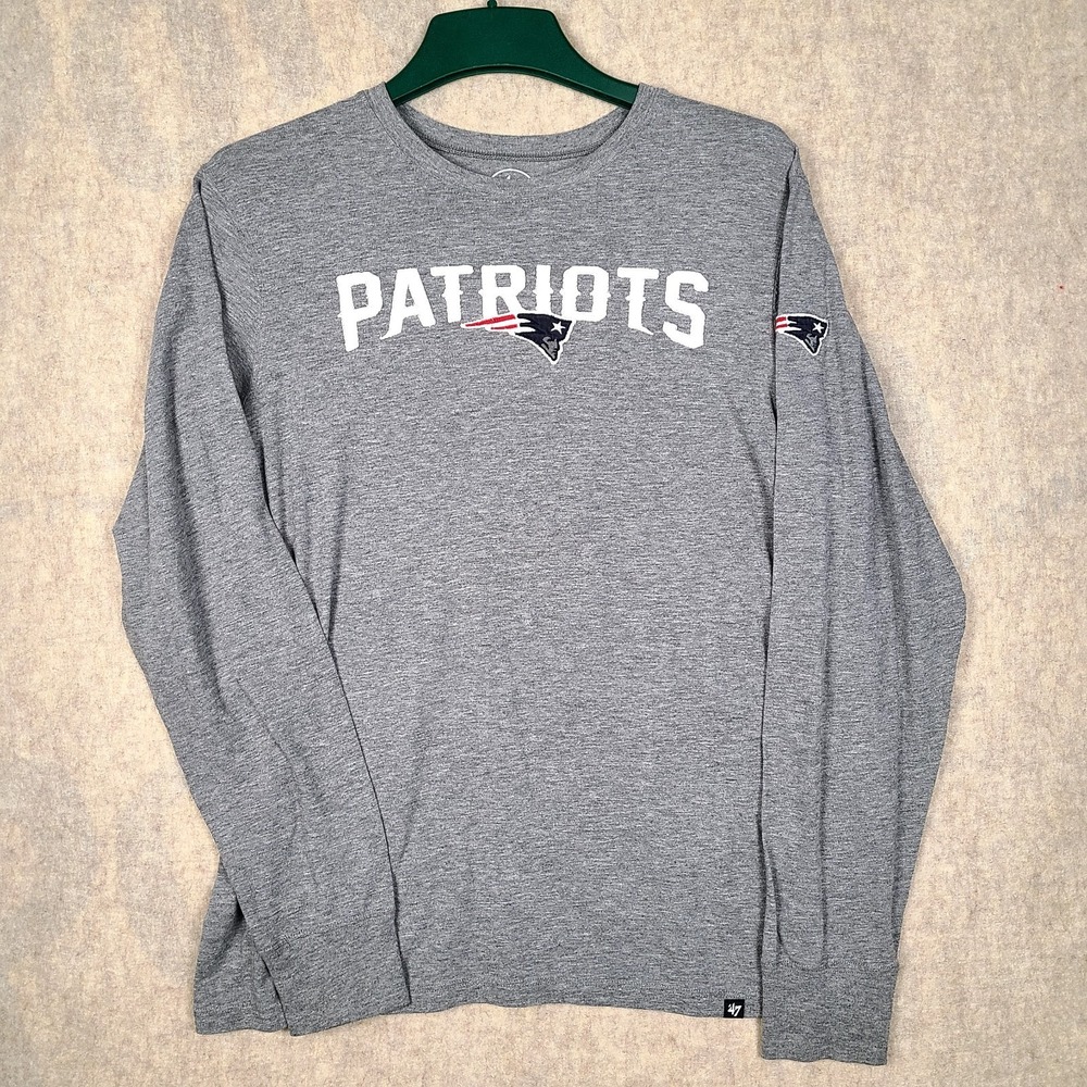 New England Patriots NFL Grey Fieldhouse Long Sleeve Men's Tee Shirt Size M
